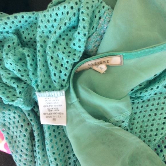 Pleione Perforated Metallic Seafoam Green Tunic - Picture 7 of 7